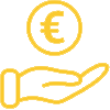 Icon-Bild für Verdienst: offene Hand mit € Symbol
