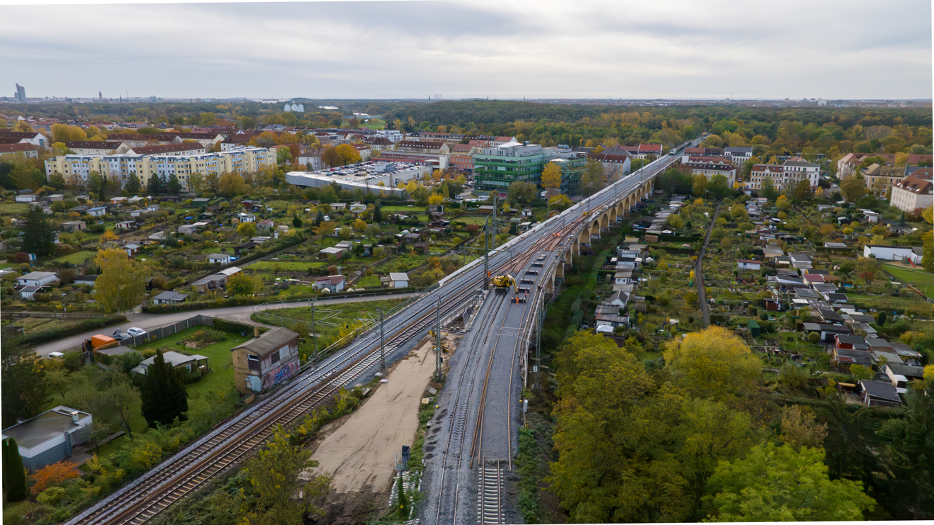 Leipzig Wahrener Viadukt: 3.200m Gleiserneuerung, 3x Weichenerneuerung