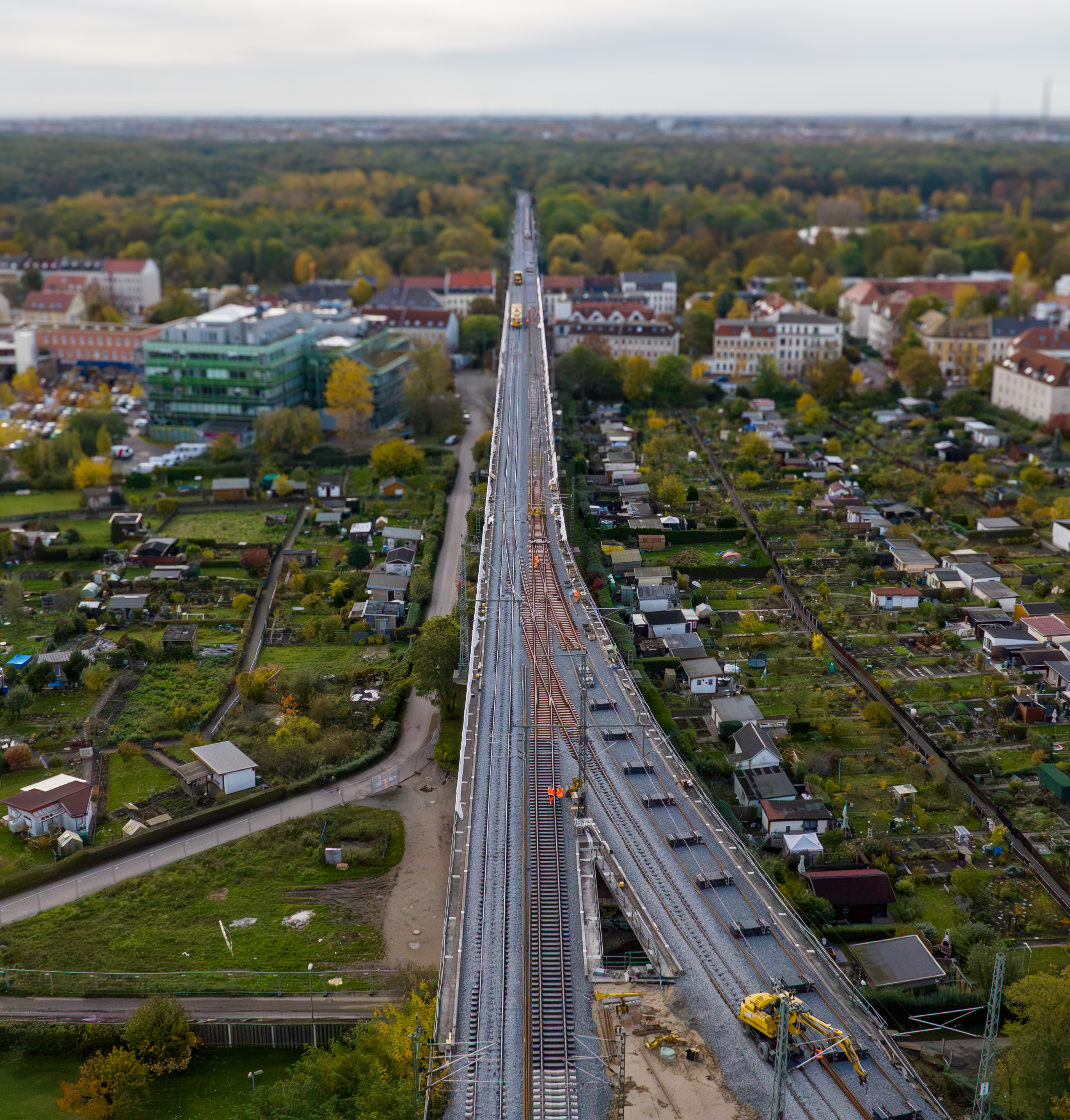 Luftaufnahme von weit oben - Gleisbauarbeiten LASCH GmbH
